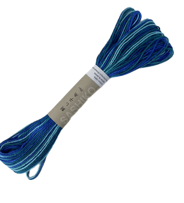 Fil Sashiko dégradé bleu 20 M
