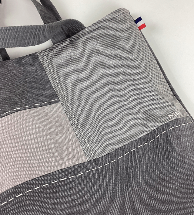 Tote bag patchwork Sashiko gris