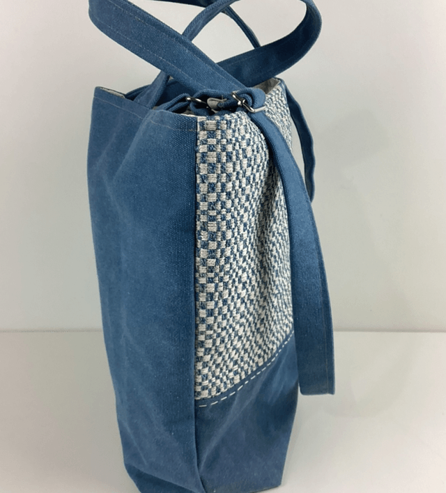 Tote bag patchwork Sashiko bleu 
