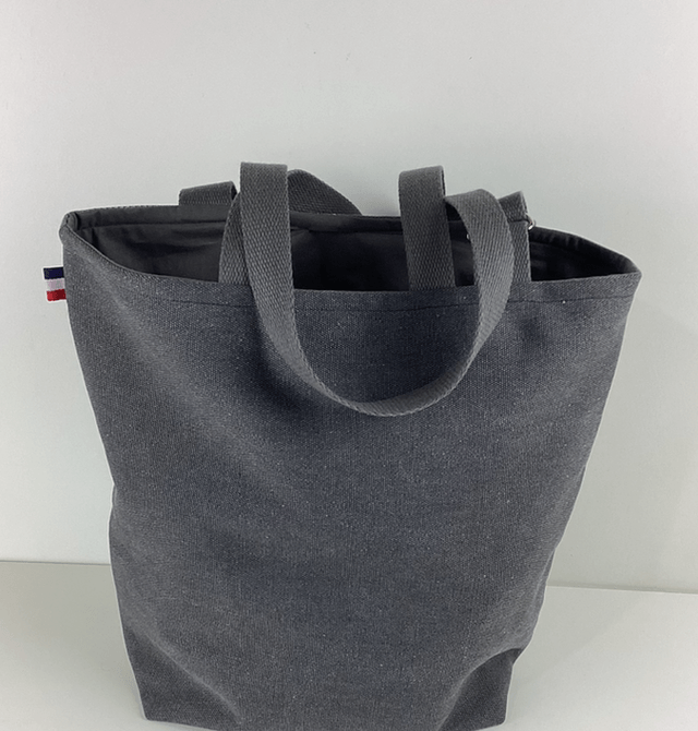 Tote bag patchwork Sashiko gris