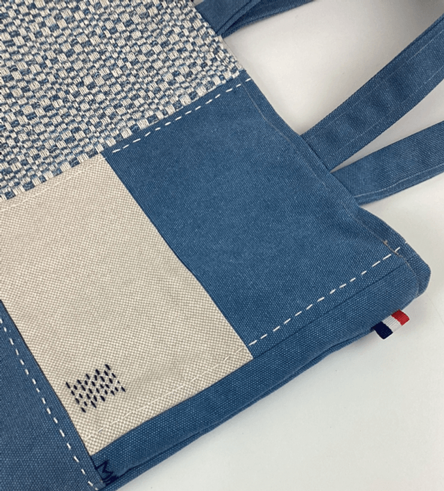 Tote bag patchwork Sashiko bleu 