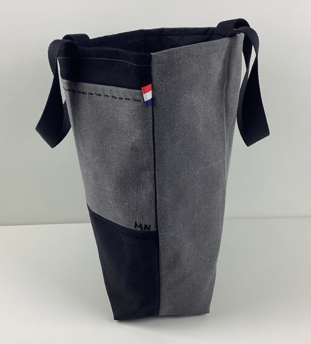Tote bag patchwork Sashiko Noir/ Gris 
