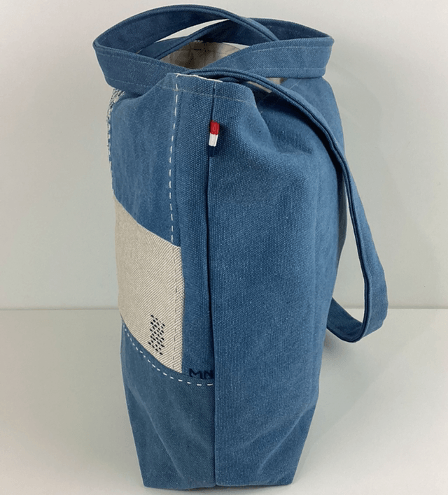 Tote bag patchwork Sashiko bleu 