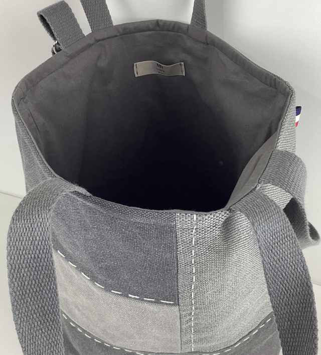 Tote bag patchwork Sashiko gris