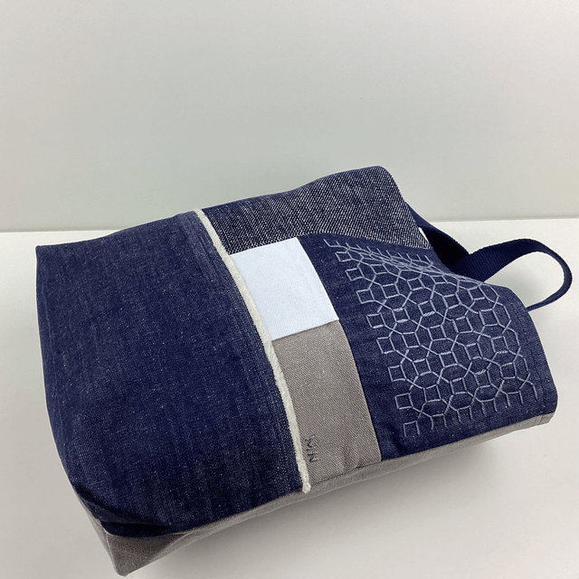 Tote bag Sashiko patchwork Marine 