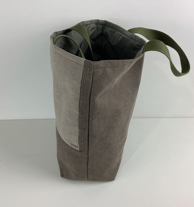 Tote bag patchwork Sashiko kaki/beige