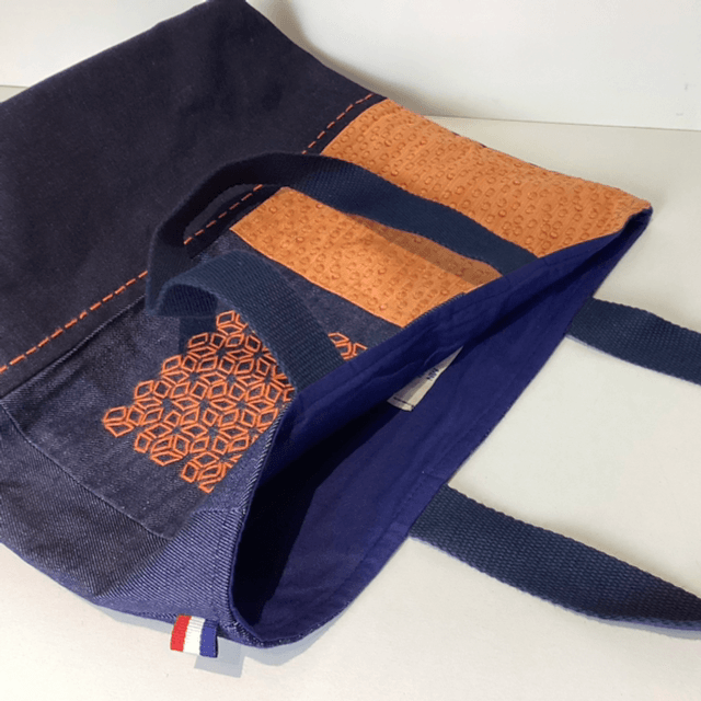 Tote bag Sashiko jean orange