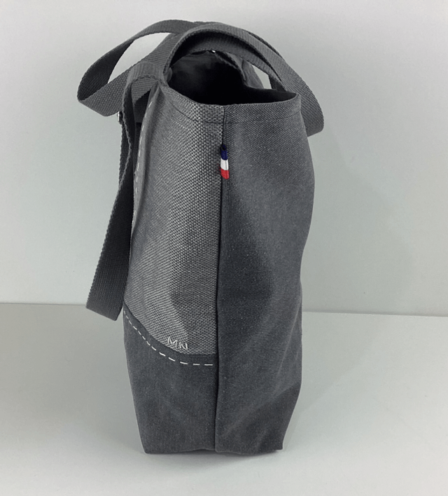 Tote bag patchwork Sashiko gris