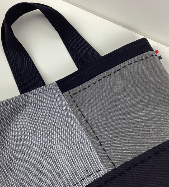 Tote bag patchwork Sashiko Noir/ Gris 