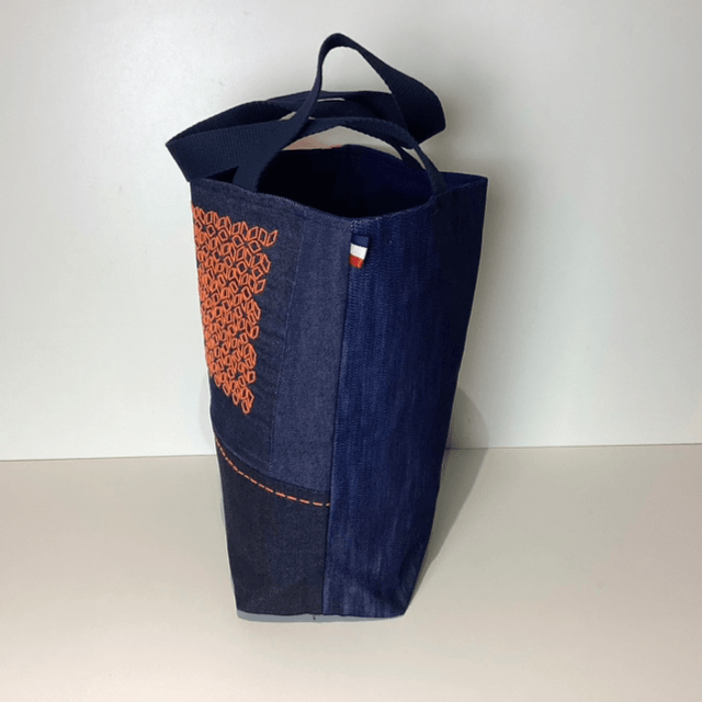 Tote bag Sashiko jean orange