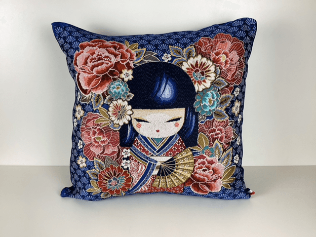 Coussin Jacquard Mina Bleu majorelle 