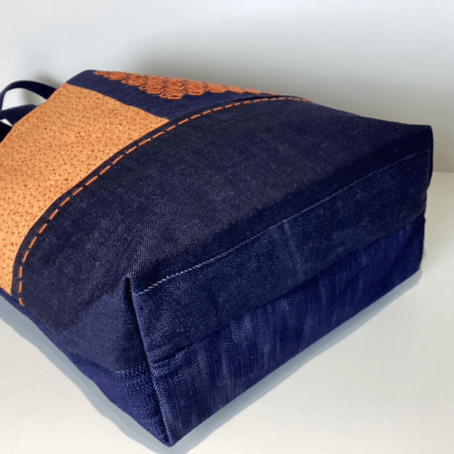 Tote bag Sashiko jean orange