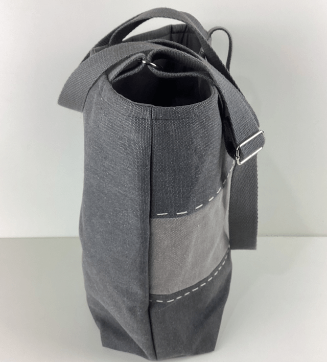 Tote bag patchwork Sashiko gris